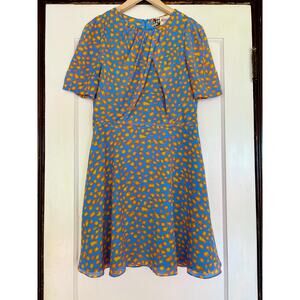 Boutique by Jaeger Blue, Orange, & Yellow Leopard Print Silk Dress — Size 10